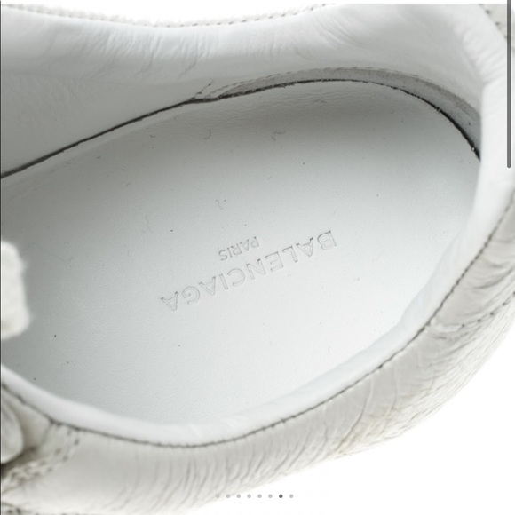 Balenciaga White Crinkled Leather Arena Sneakers - Picture 7 of 11